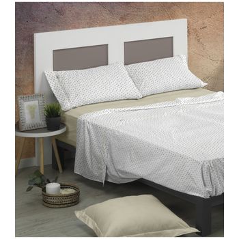 Juego De Sábanas Algodón Combinado   Disk Piedra Cama 150cm + 2 Almohadas Donegal Collections