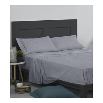 Juego De Sábanas Algodón Combinado   Liso Jaspeado Gris Cama 90cm Donegal Collections