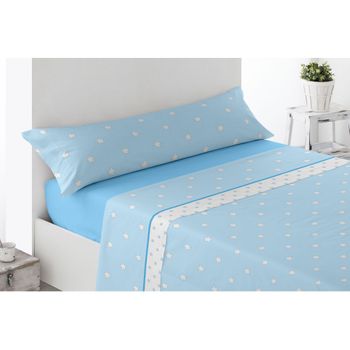 Juego De Sábanas Invierno Afelpadas Pirineo Suave Houston Cama 90cm Azul Donegal