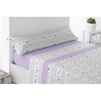 Juego De Sábanas Invierno Afelpadas Pirineo Suave Triangle Cama 150cm Malva Donegal