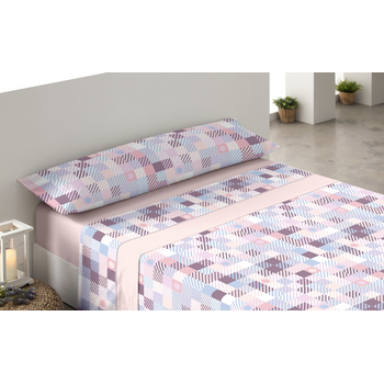 Juego De Sábanas Tres Piezas Donegal Geo Cama 90 Cm Rosa