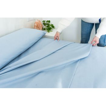 Juego De Sábanas Liso 3 Piezas Cama 105cm Celeste Tacto Extrasuave Donegal Collections