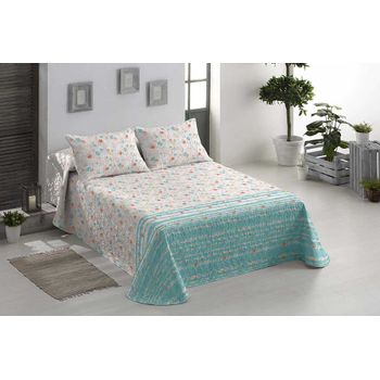 Colcha Bouti Reversible + Cojines Campania Azul Cama De 135cm 235x260cm