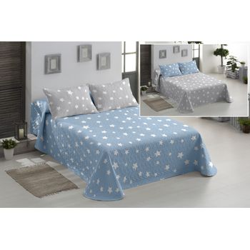 Colcha Bouti Reversible + Cojines Houston Azul Cama De 150cm 250x260cm