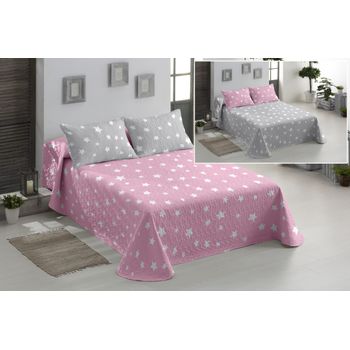 Colcha Bouti Estampada Cosida Reversible Para Cama De 135 Cm Blanco/ Pastel  Samui + Cojines con Ofertas en Carrefour