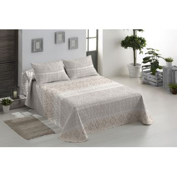 Colcha Bouti Reversible + Cojines Astur Beige Cama De 90cm 180x260cm