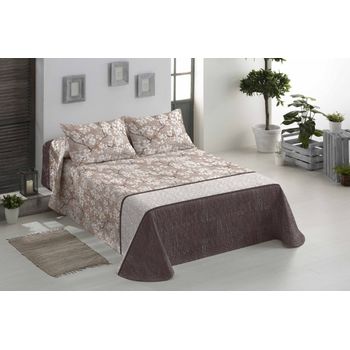 Colcha Bouti Reversible + Cojines Pebre Marrón Cama De 135cm 235x260cm