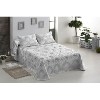 Colcha Bouti Reversible + Cojines Ondu Gris Cama De 135cm 235x260cm