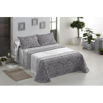 Colcha Bouti Reversible + Cojines Stark Gris Cama De 135cm 235x260cm