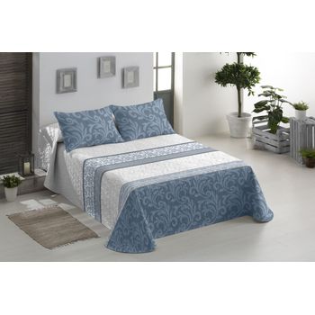 Colcha Bouti Reversible + Cojines Stark Azul Cama De 135cm 235x260cm