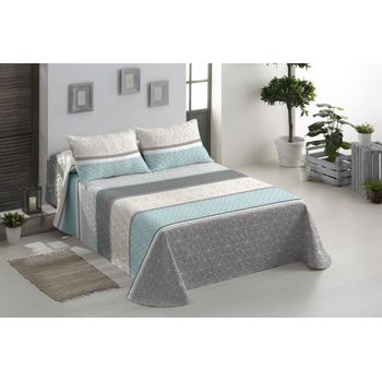 Colcha Bouti Reversible + Cojines Jugy Azul Cama De 135cm 235x260cm