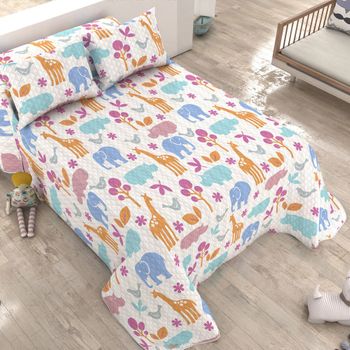 Colcha Bouti Estampada + Cojines Reversible Dots Cama 90cm 180x260cm con  Ofertas en Carrefour