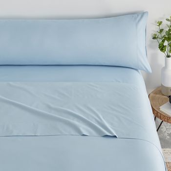 Juego De Sábanas Tres Piezas Lisas Cama 105cm Azul Celeste