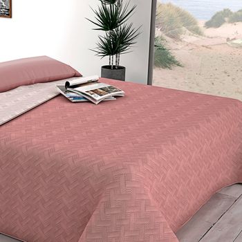 Colcha Bouti Bicolor Reversible Coral Donegal Cama De 105cm