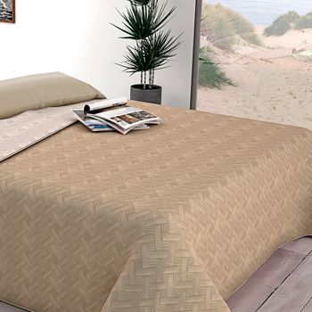 Colcha Bouti Bicolor Reversible Beige Donegal Cama De 90cm