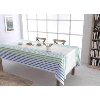 Mantel Antimanchas Para Mesa Rectangular, 100% Algodón, Mantel Picnic -  150x220cm - Blue Wave con Ofertas en Carrefour