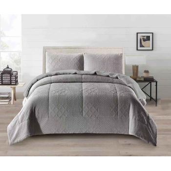 Colcha Edredón Invierno + Cojines Terciopelo Sándalo Beige Cama 90cm  180x260cm Donegal Collections con Ofertas en Carrefour