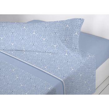 Juego De Sábanas Cuatro Piezas Coralina Milos Cama 150 Cm Azul con Ofertas  en Carrefour