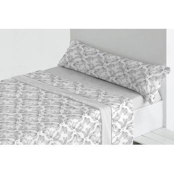 CONJUNTO EDREDÓN ESTAMPADO GEOMÉTRICO (gris, Cama 105:200x270)