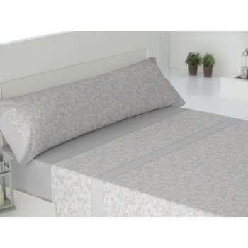 Juego De Sábanas Tres Piezas Invierno Franela Drag Cama De 90 Cm Gris