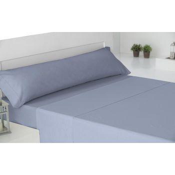 Juego De Sábanas Tres Piezas Lisas Invierno Franela Cama De 90 Cm Basic Franel Azul