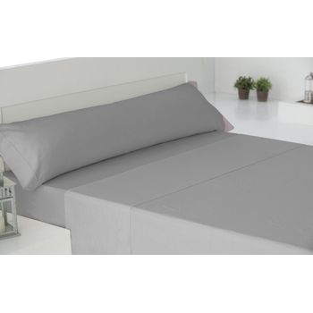 Juego De Sábanas Tres Piezas Lisas Invierno Franela Cama De 90 Cm Basic Franel Gris