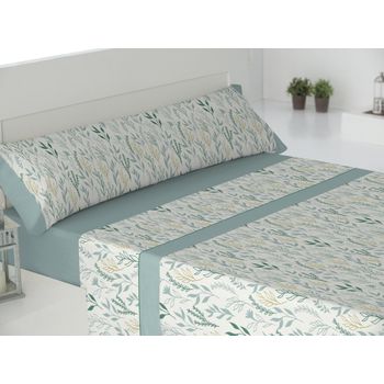 Juego de sábanas 100% algodón orgánico blanco y coral 180x260 Cama 105 IZKI