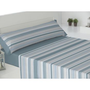 Juego De Sábanas Digital Albry Azul Cama 105cm