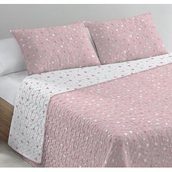 Colcha Bouti Estampada + Cojines Amarante Rosa Cama De 90cm 180x260cm