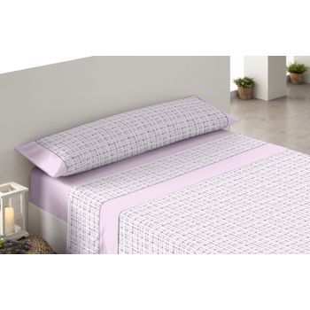 Juego De Sábanas Tres Piezas Donegal Cuadro Cama De 105 Rosa