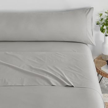 Juego De Sábanas Liso 3 Piezas Cama 105cm Gris Perla Tacto Extrasuave Donegal Collections