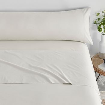 Juego De Sábanas Liso 3 Piezas Cama 105cm Beige Crudo Tacto Extrasuave Donegal Collections