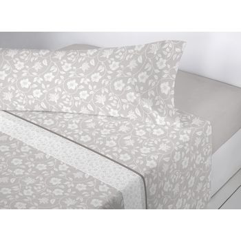 Juego De Sábanas Invierno Coralina Garden Beige Cama 135cm Donegal