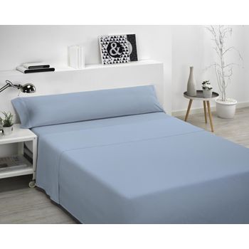 Juego De Sábanas Liso 100% Algodón Azul Cama De 90cm Donegal Collections