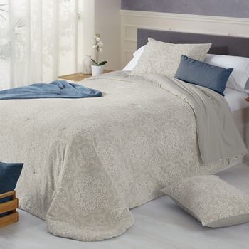 Colcha Bouti Jacquard 100% Algodón Enti Beige Cama De 150 Cm Donegal Collections