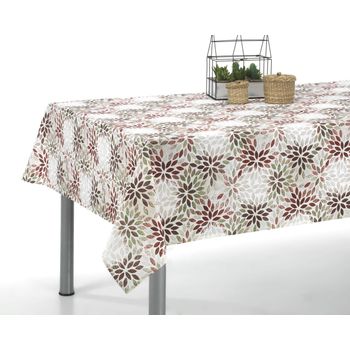 Mantel Estampado Antimanchas Redondo 140cm Krepi Rojo Donegal Collections