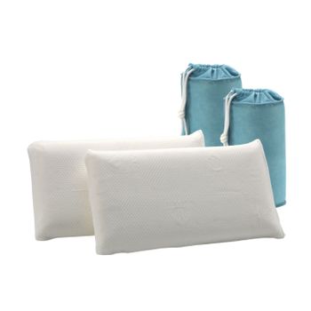 Pack 2 Almohadas Viscoelástica Aloe Vera Viaje 30x50cm Con Bolsa Transporte Donegal Collections