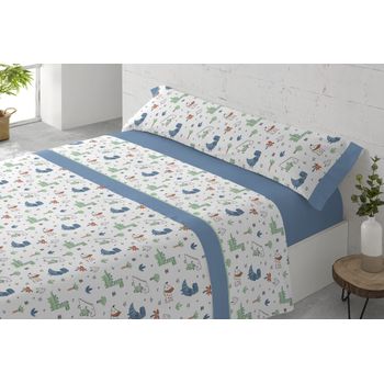 Juego De Sábanas 3 Piezas Cama 105cm (105x200cm) Leo Azul Donegal Collections