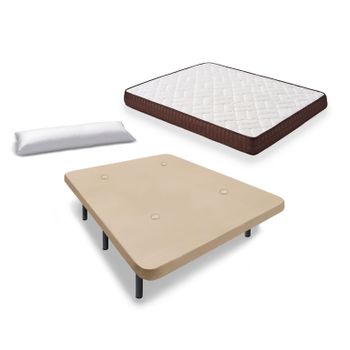 Pack Colchón Flex Essential Confort 150x190 + Base Tapizada Tapiflex Beige  Con 6 Patas Haya. Con Montaje Incluido con Ofertas en Carrefour