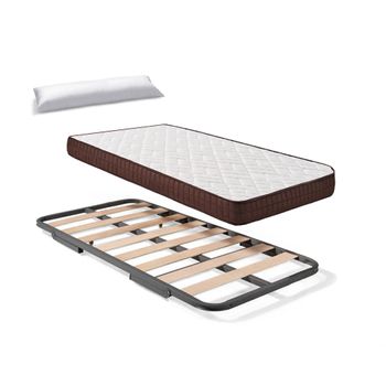 Cama Completa - Colchón Flexitex Con Tejido 3d Y Aloe Vera, Altura 18 Cm +  Somier Lama Ancha Con Patas De 32 Cm + Almohada De Fibra, 105x190 Cm con  Ofertas en Carrefour