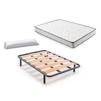 Conjunto de Somier Blanco + Colchón SLEEPFIT Flexy (120x190 cm - Muelles  Ensacados)