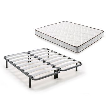 Cama De Metal Negra Con Cabecero Gris Y Somier 160x200 Cm Clamar con  Ofertas en Carrefour