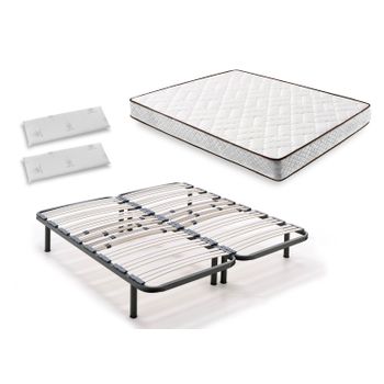 Cama Completa - Colchón Flexitex Con Tejido 3d Y Aloe Vera, Altura 18 Cm +  Somier Articulado Con Motor Y Patas De 32 Cm + Almohada De Fibra, 105x190  Cm con Ofertas