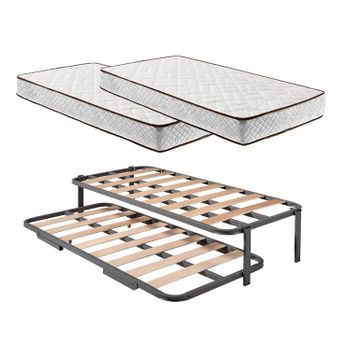 Somier Inferior de Cama Nido, Patas Plegables y Ruedas, Medidas 80x190 cm