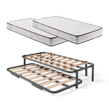 Cama Nido Metálica Reforzada Con 6 Patas + 2 Colchones Flexitex + 2  Almohadas De Fibra Tacto Pluma, 90x190 Cm con Ofertas en Carrefour