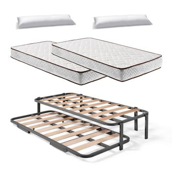 Cama Completa - Colchón Viscobrown Reversible + Somier Lama Ancha + 4 Patas  De 32cm + Almohada De Fibra, 90x190 Cm con Ofertas en Carrefour