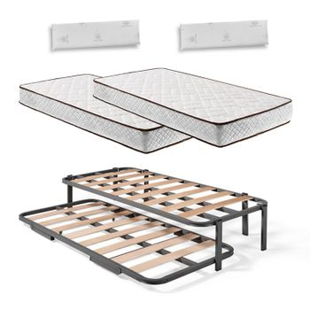 Cama Completa - Colchón Flexitex Con Tejido 3d Y Aloe Vera, Altura 18 Cm +  Somier Desmontable Con Patas De 25 Cm + Almohada Viscoelástica, 105x200 Cm  con Ofertas en Carrefour