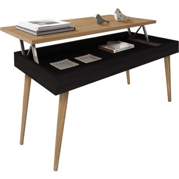 Atelier-mesa Centro Elevable Madera Maciza Natural, Color Encerado Y Negro.  Medidas; 100cm X 50cm X 47cm. con Ofertas en Carrefour