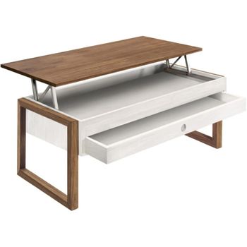 Atelier, Mesa Centro Elevable Madera Maciza Natural, Combinado Color  Encerado Y Blanco con Ofertas en Carrefour