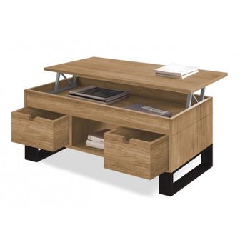 Mesa De Centro Elevable Rubi, Estilo Industrial, En Blanco Y Gris Cemento  con Ofertas en Carrefour